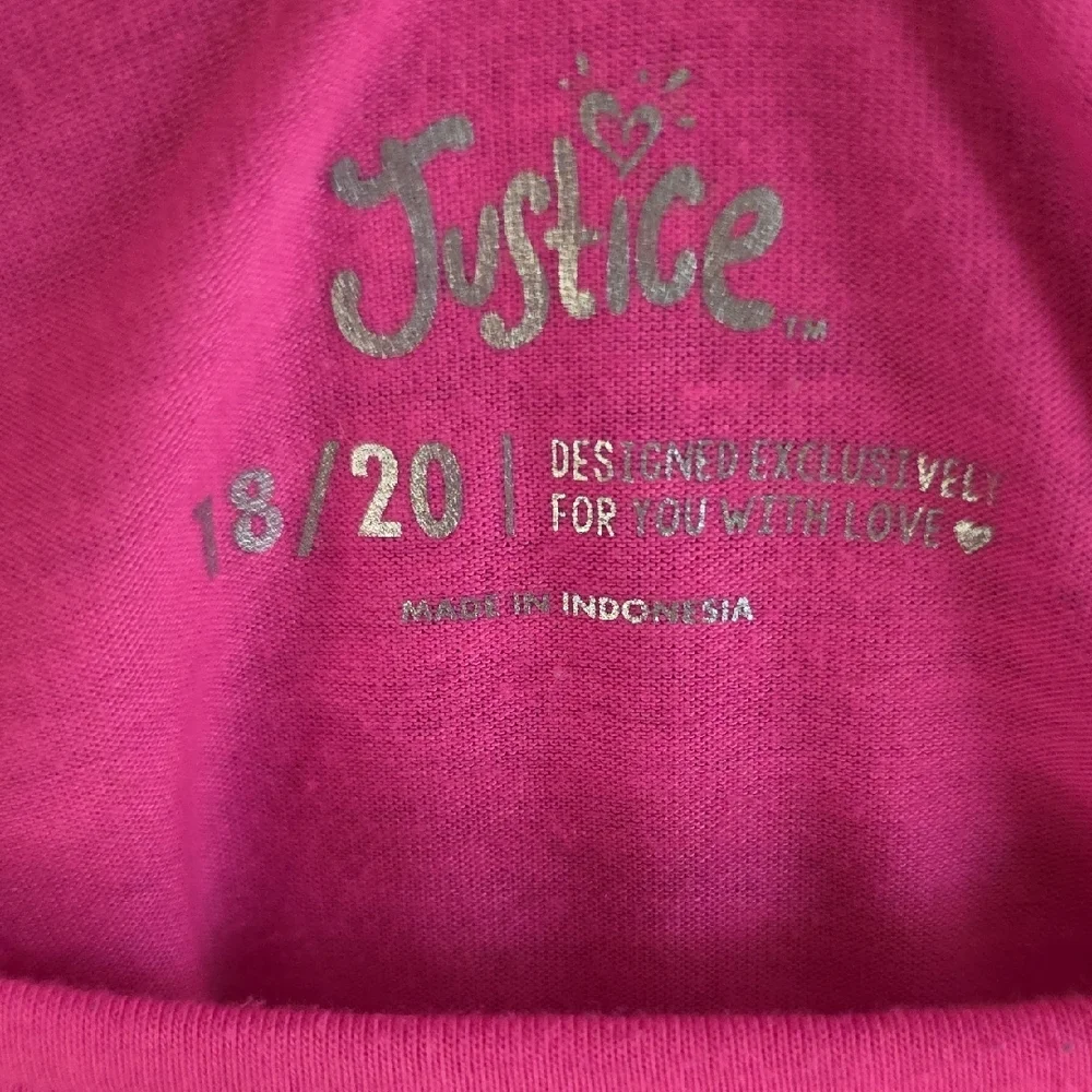 Justice Pink Long Sleeve Unicorn Tee. Girls Size 18/20